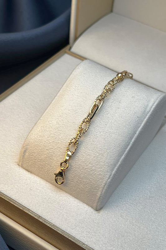 14 Ayar Kalemli Halka Hallow Çift Model Altın Bileklik