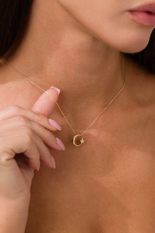 14 Ayar Türk Bayrak Tasarım Altın Kolye