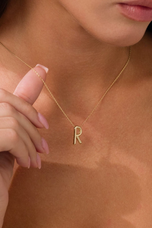 14 Ayar R Harfli Balon Altın Kolye