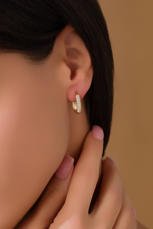 14 Ayar Taşlı Özel Tasarım Halka Altın Küpe