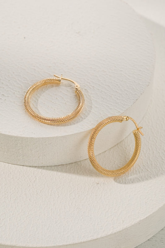 14 Ayar Büyük Boy Hasır Halka Altın Küpe