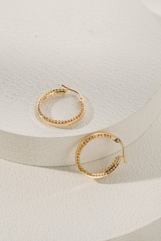 14 Ayar Sıralı Toplu İtalyan Tasarım Altın Küpe