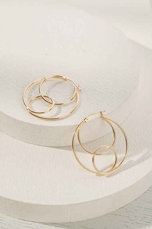 14 Ayar İçe Geçmeli Halka Altın Küpe