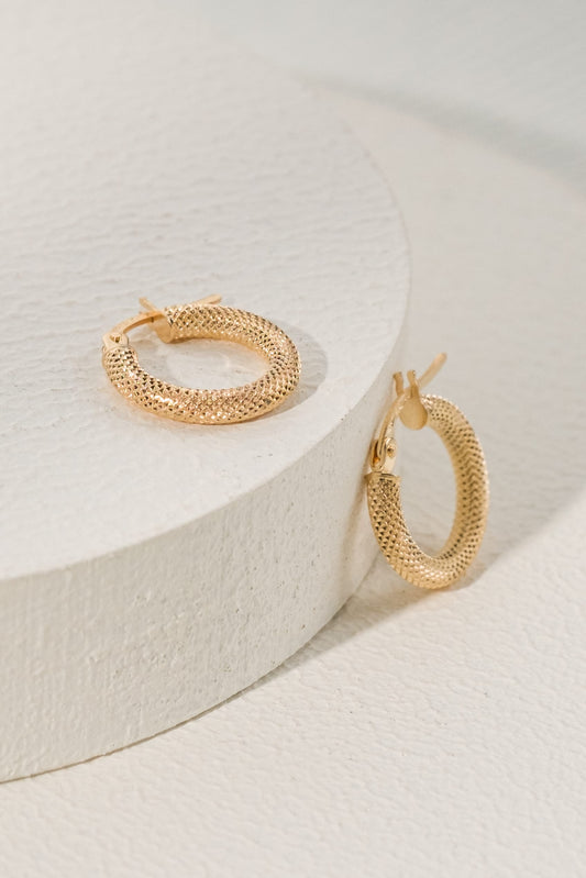 14 Ayar Hasır Halka Altın Küpe