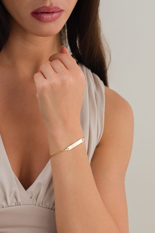 14 Ayar İsimlik Plaka Figaro Altın Zincir Bileklik