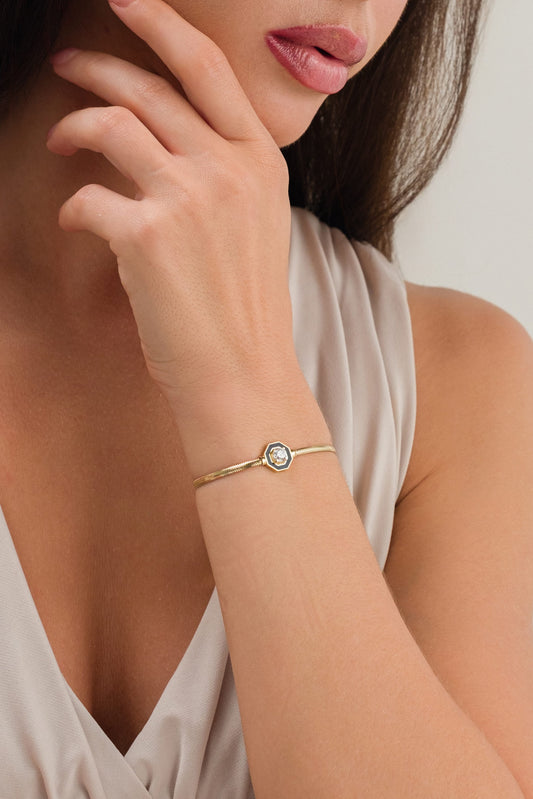 14 Ayar Çağla Taşlı Altın Bileklik