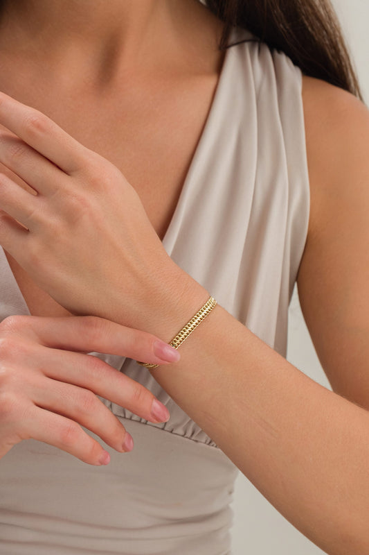 14 Ayar Kalın Viyana Altın Zincir Bileklik