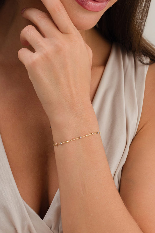 14 Ayar Renkli Dorika Toplu Altın Zincir Bileklik