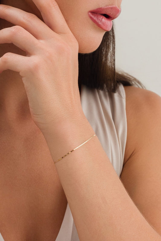 14 Ayar İtalyan Ezme Altın Zincir Bileklik