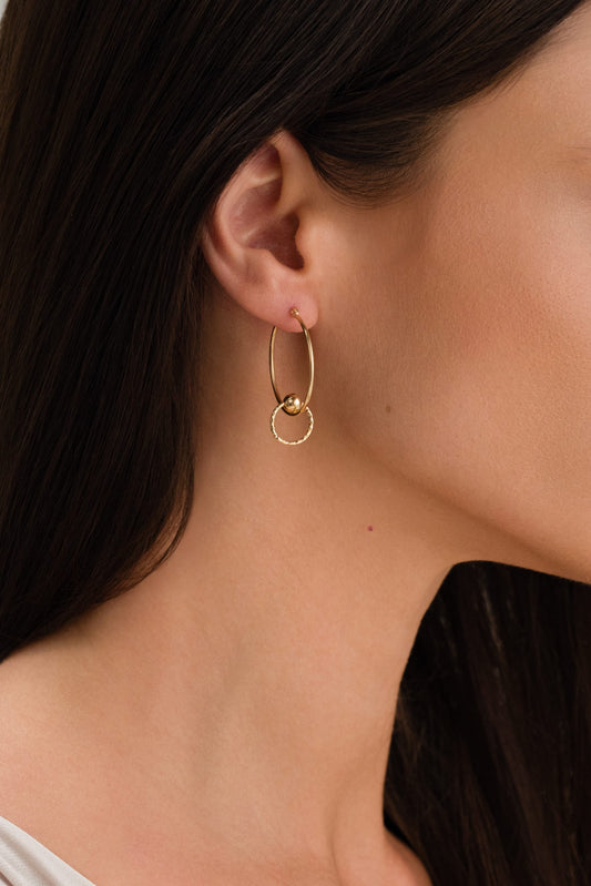 14 Ayar İç İçe Toplu Halka Altın Küpe