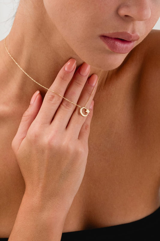 14 Ayar Ay Yıldız Türk Bayrağı Altın Kolye