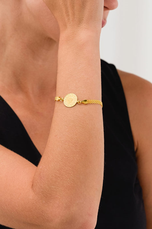 14 Ayar Orijinal Çeyrekli Bismark Altın Zincir Bileklik