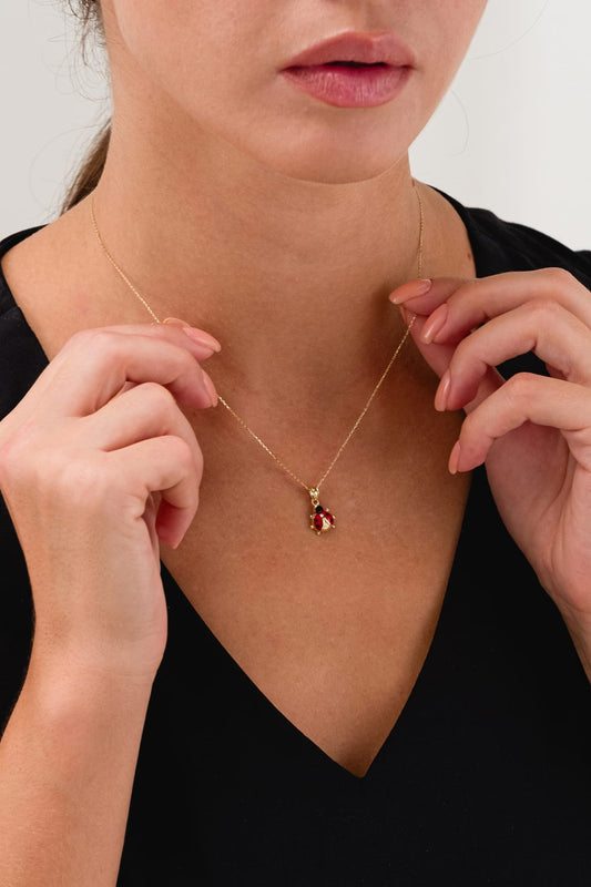 14 Ayar Uğur Böceği Şans Altın Kolyesi