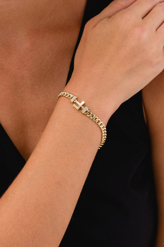 14 Ayar F Harfli Gurmet Altın Bileklik