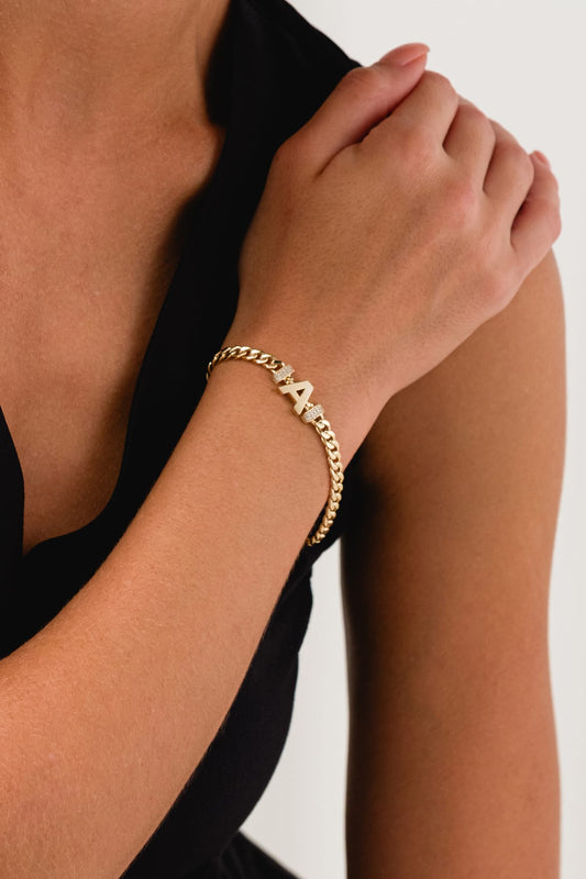 14 Ayar A Harfli Gurmet Altın Bileklik