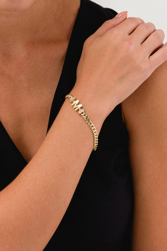 14 Ayar M Harfli Gurmet Altın Bileklik