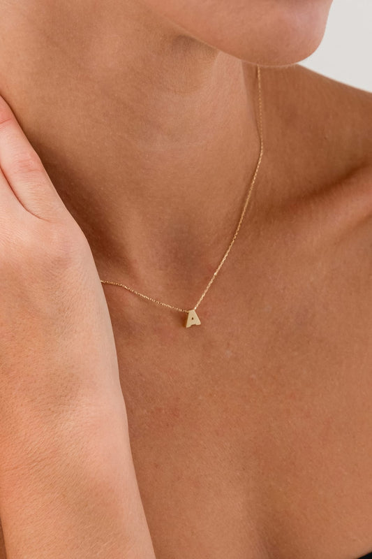 14 Ayar Mini A Harfli Altın Kolye