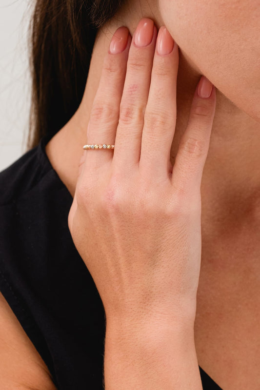 14 Ayar Renkli Dorika Toplu Altın Yüzük