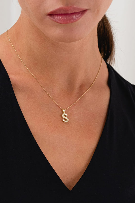 14 Ayar Kalemli S Harfli Altın Kolye