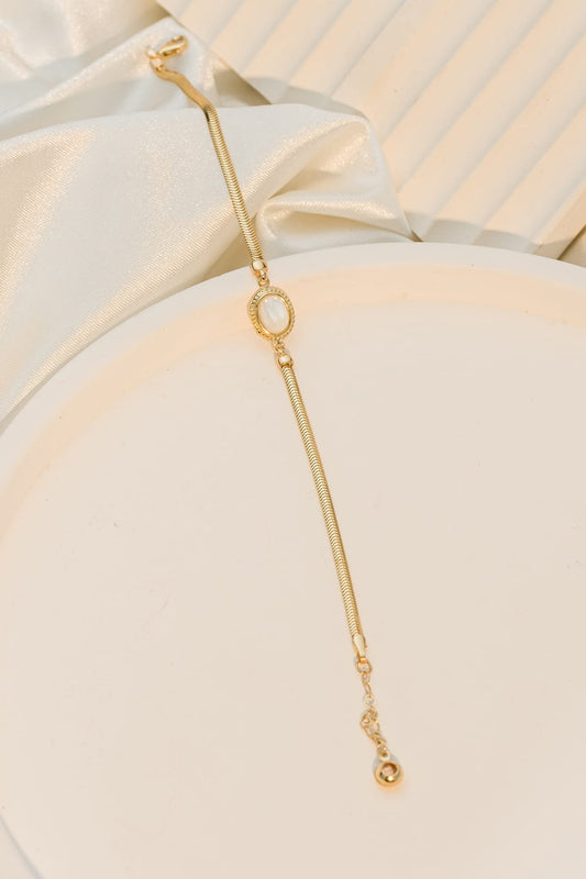 14 Ayar Sedef Taşlı Balıksırtı Altın Bileklik