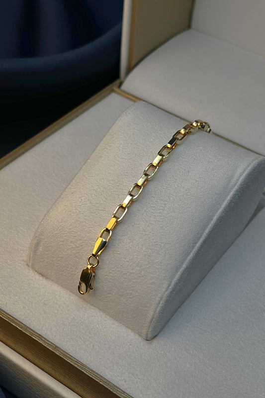 14 Ayar Çift Taraflı Kalın Ataç Zincir Altın Bileklik