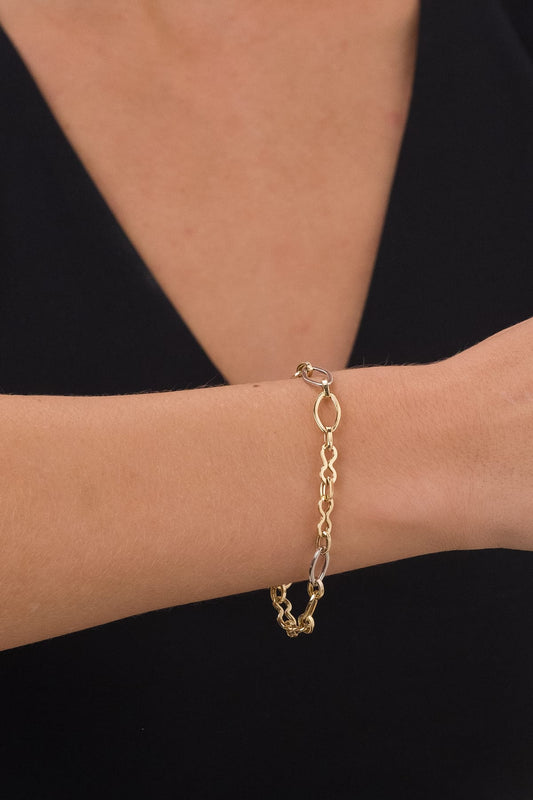 14 Ayar Sonsuzluk Çift Renk Halka Altın Bileklik