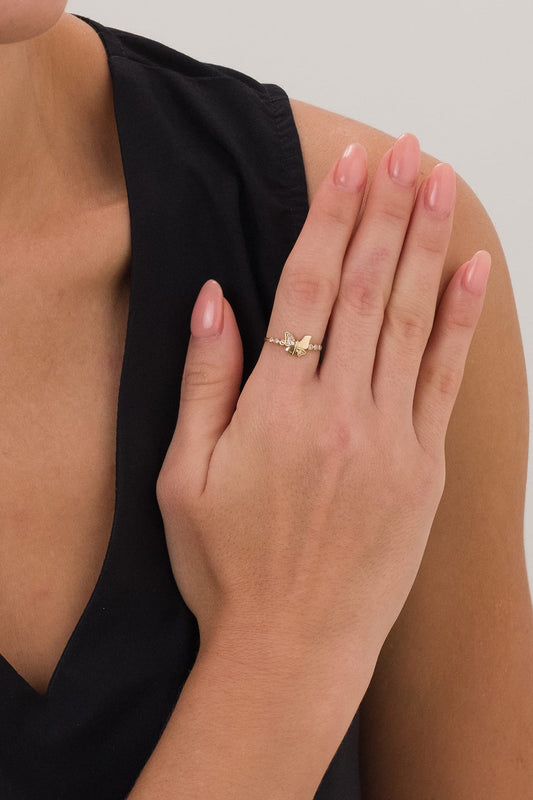 14 Ayar Kelebek Tasarım Çıtır Altın Yüzük