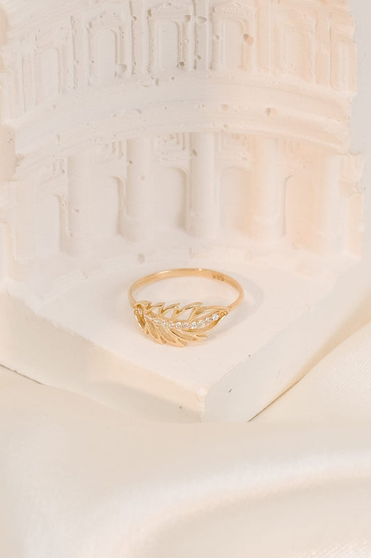 14 Ayar Kanat Tasarım Taşlı Çıtır Altın Yüzük