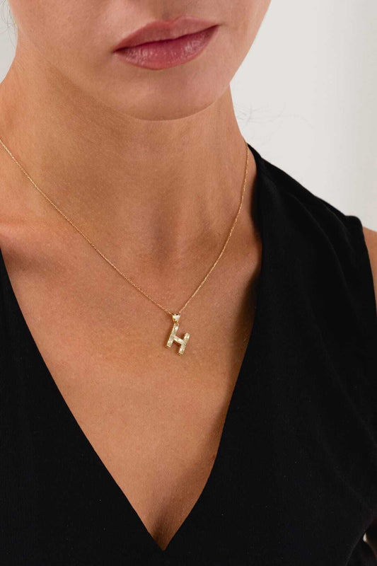 14K Gold H Letter Necklace Letter Necklace