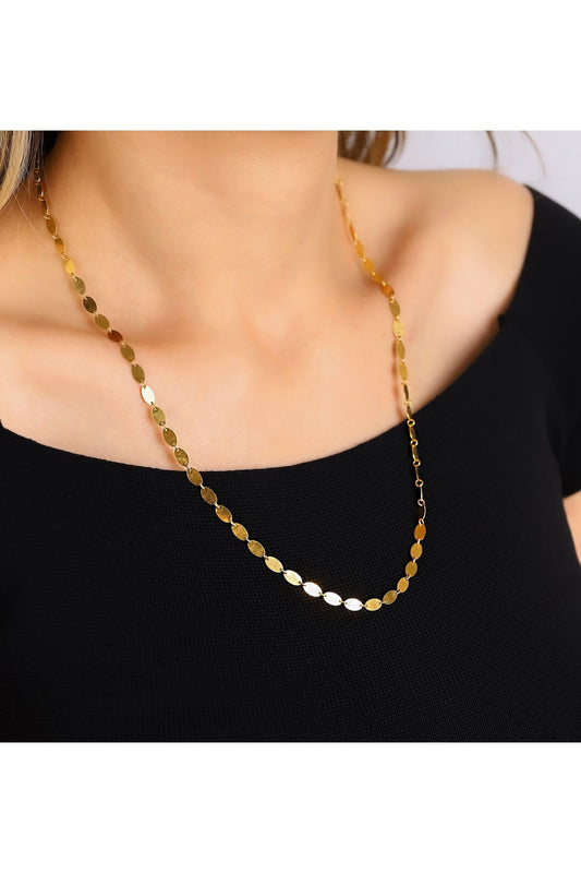 14K Mirrored Sequin Necklace Gold Necklace