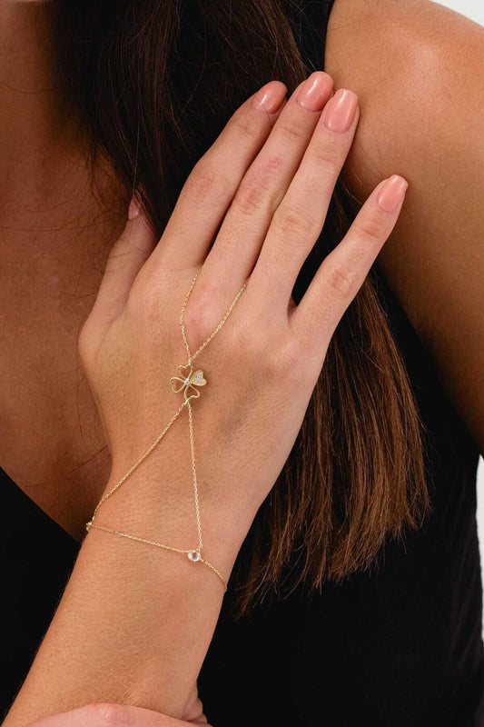 14 Carat Gold Clover Stone Shahmaran Clover Shahmaran