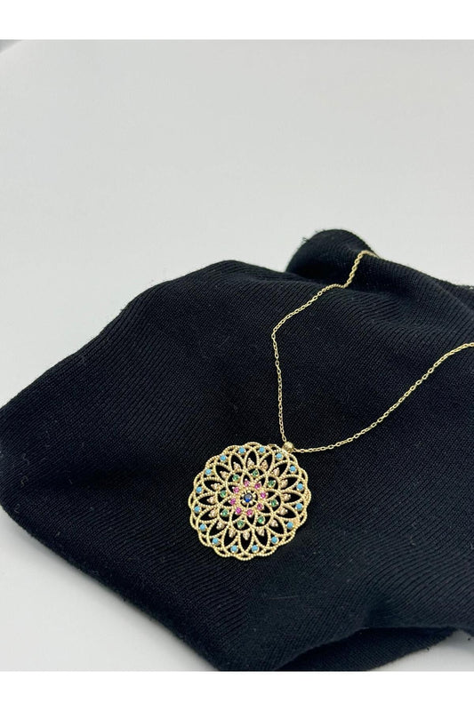 Filigree Embroidered Gold Necklace