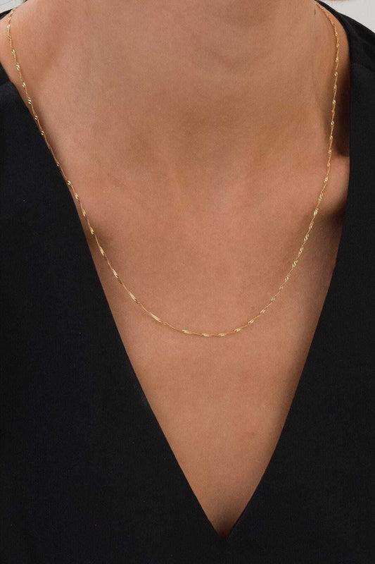 14K Gold Singapore Chain Necklace for Women