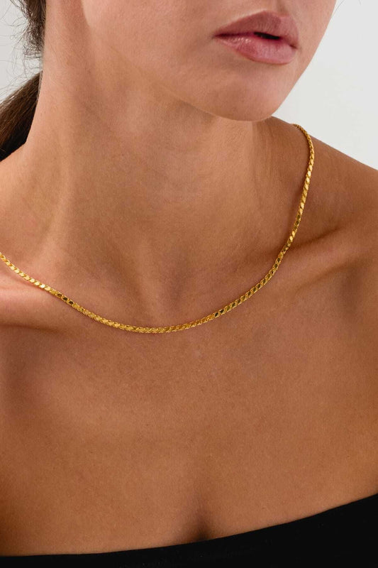14K Gold Aleppo Sequin Barley Chain Necklace