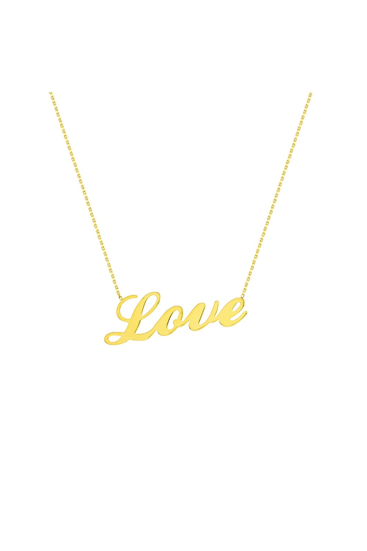 14 Carat Gold Love Written Necklace Love Gold Necklace