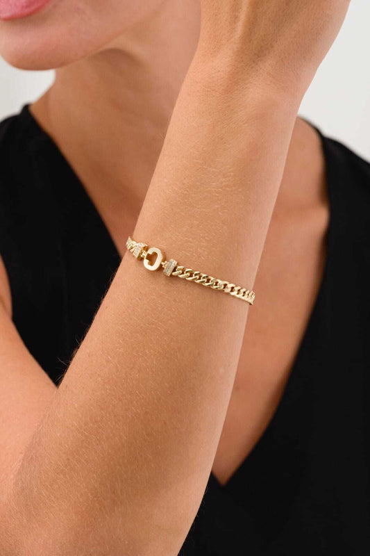 14 Carat Gold C Letter Bracelet Gurmet Bracelet