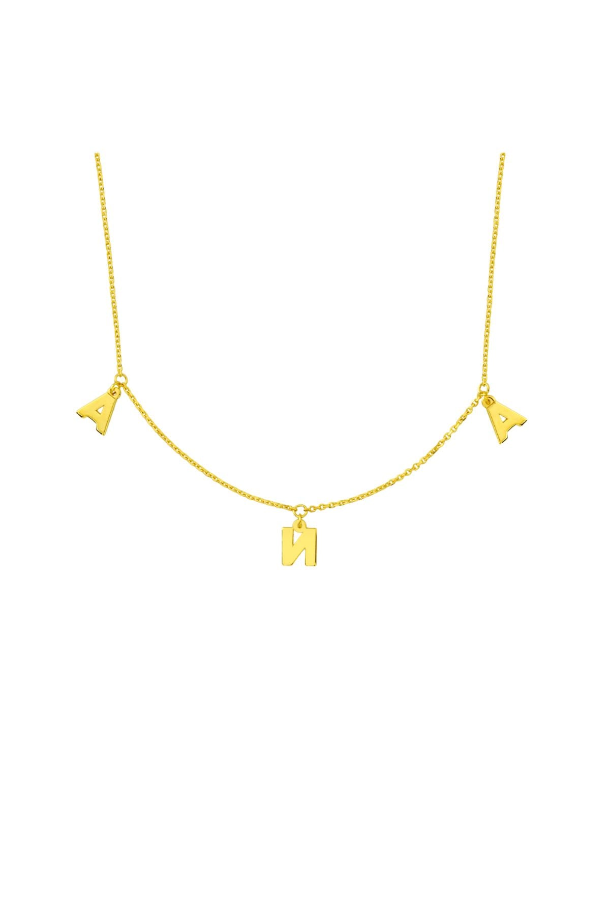 14K Gold 3 Letter Chocker Gold Necklace