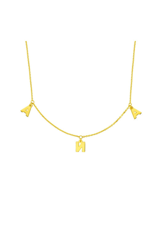 14K Gold 3 Letter Chocker Gold Necklace