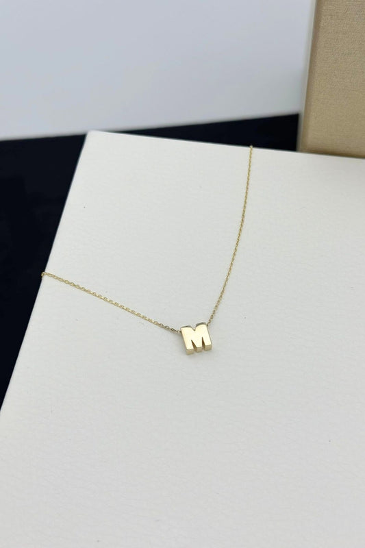 14 Carat Gold M Letter Necklace Women's Gold Necklace