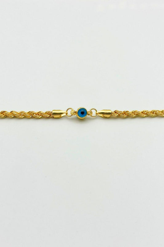 14K Gold Evil Eye Beaded Rope Bracelet
