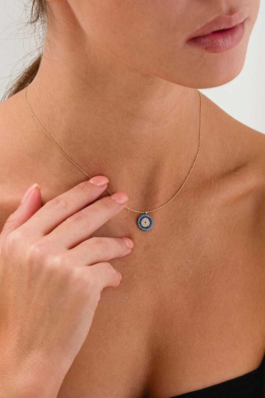 14K Gold Evil Eye Bead Society Eye Necklace
