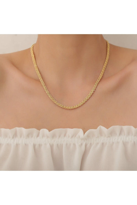 14K Gold Sailor Locked Double Row Twist Necklace Rope