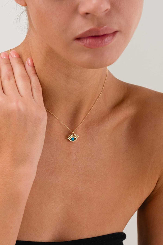 14K Gold Eyelash Gold Necklace