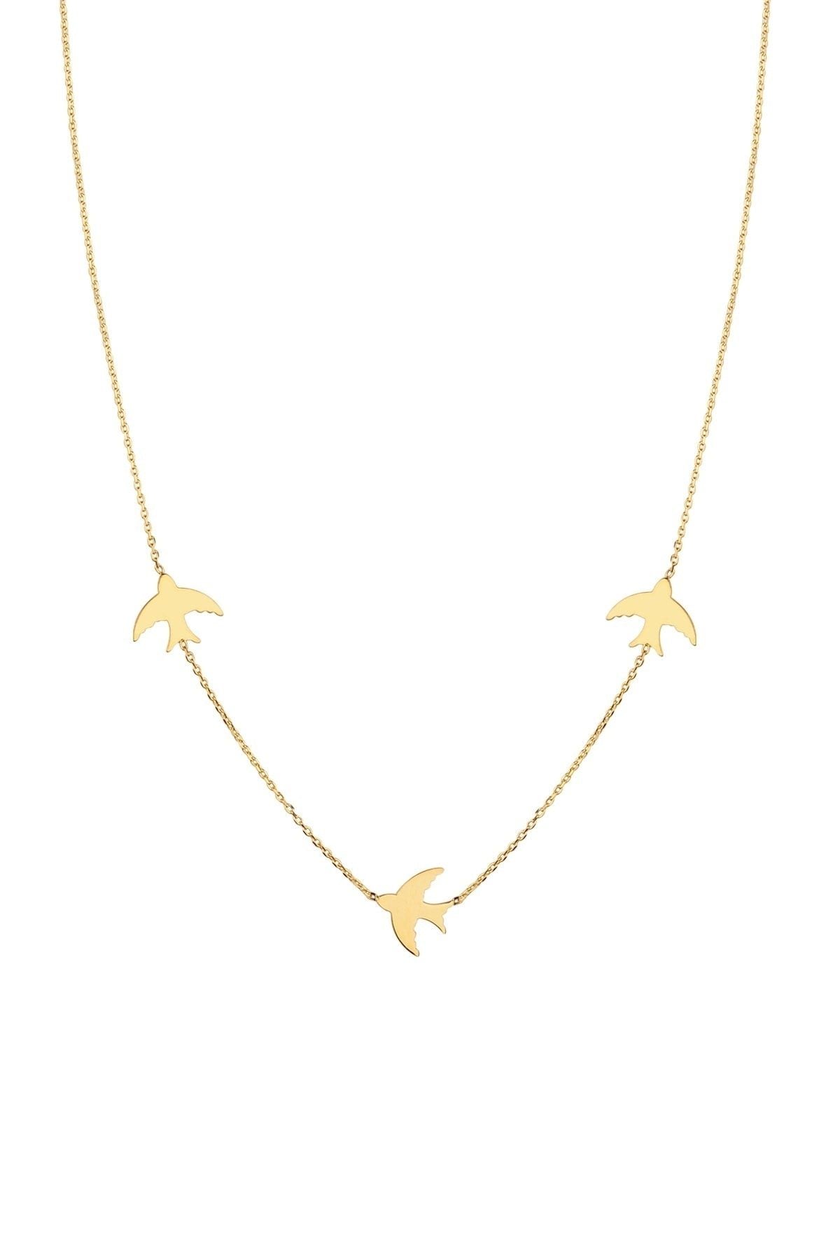 14k Gold Swallow Necklace 3 Pieces