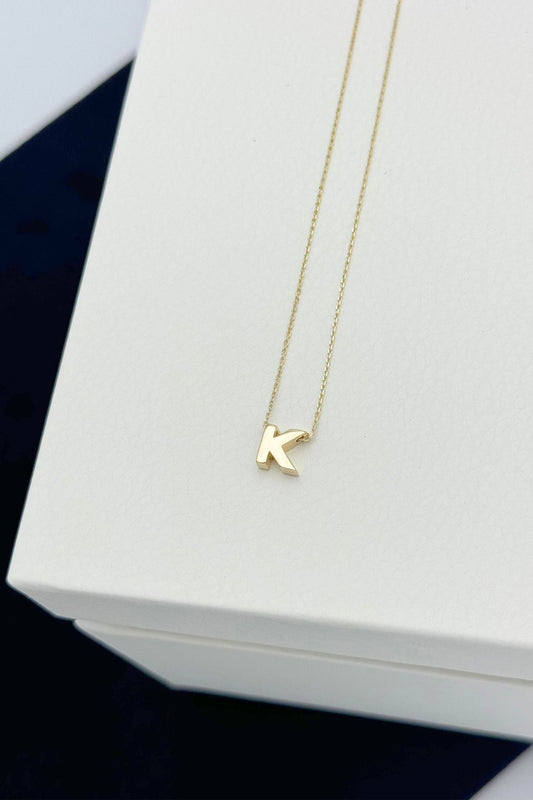 14K Gold K Letter Necklace Gold Necklace