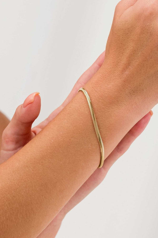 14K Gold Herringbone Bracelet Italian Herringbone Bracelet