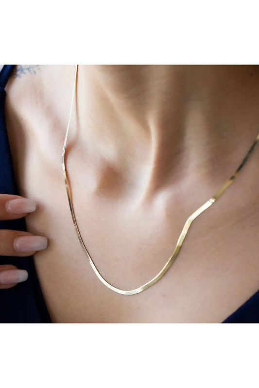 14K Italian Crushed Chain 2mm Women's Necklace