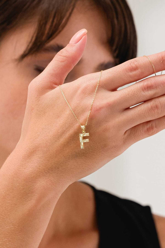 14 Carat Gold Letter F Necklace Gold Letter Necklace