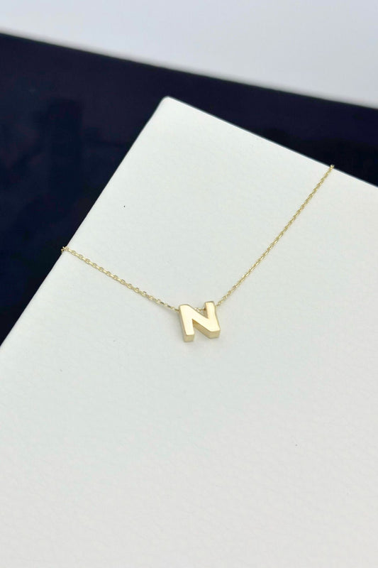 14K Gold N Letter Necklace