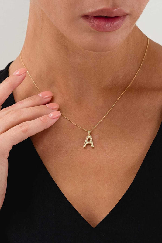 14 Carat Gold Letter A Necklace Women's Gold Letter A Necklace